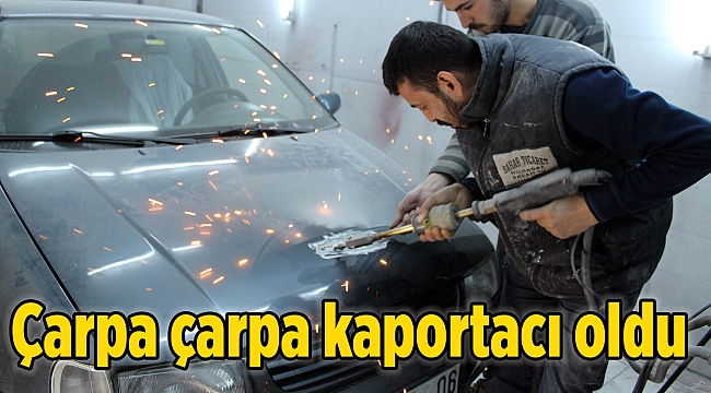 Çarpa çarpa kaportacı oldu 