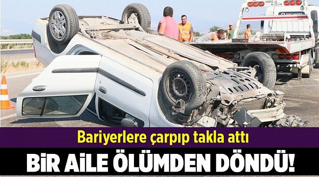 Bariyerlere çarpıp takla attı