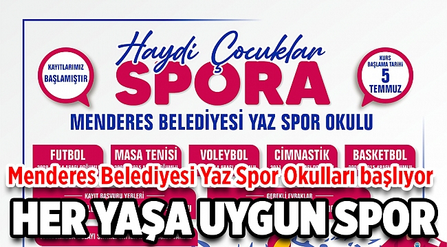 Menderes Belediyesi Yaz Spor Okulları Başlıyor