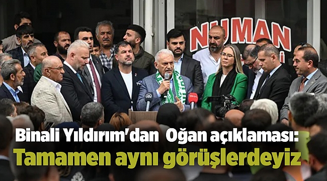 Binali Yıldırım'dan Sinan Oğan açıklaması: Tamamen aynı görüşlerdeyiz