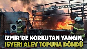 İzmir'de korkutan yangın, işyeri alev topuna döndü