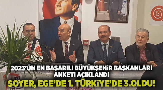 Başkan Soyer, 2023 yılında Türkiye'de en iyi 3., Ege Bölgesi'nde en iyi 1. Büyükşehir Belediye Başkanı seçildi!