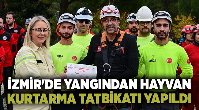 İzmir'de yangından hayvan kurtarma tatbikatı yapıldı