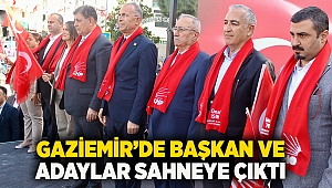 Gaziemir’de başkan ve adaylar sahneye çıktı