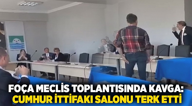 Foça meclis toplantısında kavga: Cumhur ittifakı salonu terk etti