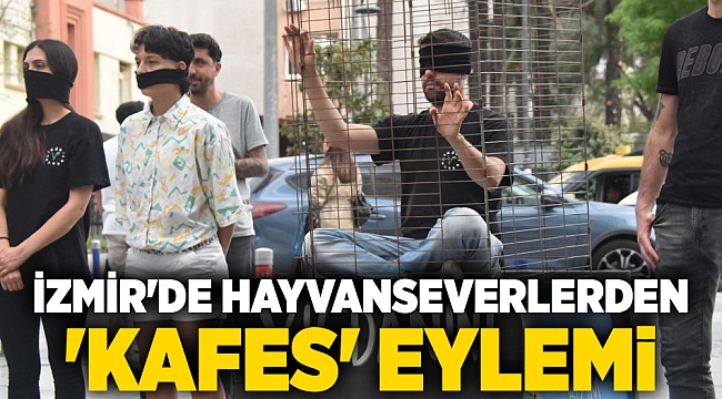 İzmir'de hayvanseverlerden 'Kafes' Eylemi