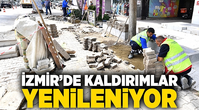 Bakım ve onarım çalışmaları yoğunlaştı: İzmir’de kaldırımlar yenileniyor