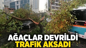 Ağaçlar devrildi, trafik felç oldu!