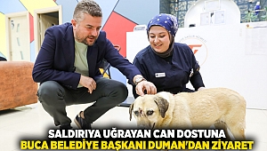 Saldırıya uğrayan can dostuna Buca Belediye Başkanı Duman'dan ziyaret