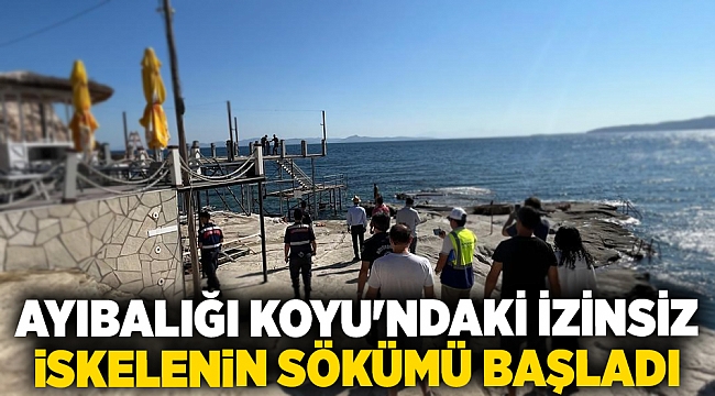 Ayıbalığı Koyu'ndaki izinsiz iskelenin sökümü başladı