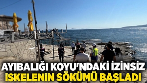 Ayıbalığı Koyu'ndaki izinsiz iskelenin sökümü başladı