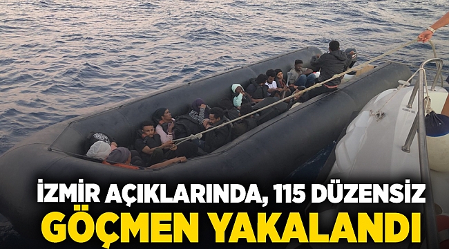 İzmir açıklarında, 115 düzensiz göçmen yakalandı