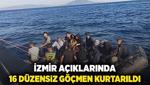 İzmir açıklarında 16 düzensiz göçmen kurtarıldı