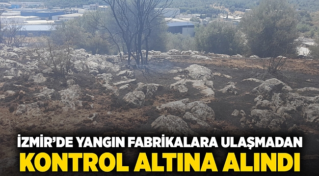 İzmir’de yangın fabrikalara ulaşmadan kontrol altına alındı