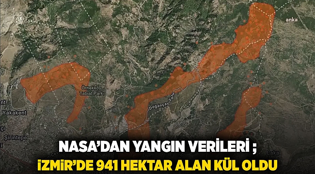 NASA'DAN YANGIN VERİLERİ ; iZMiR'DE 941 HEKTAR ALAN KÜL OLDU