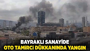 Bayraklı'da bir oto tamirci dükkanında yangın