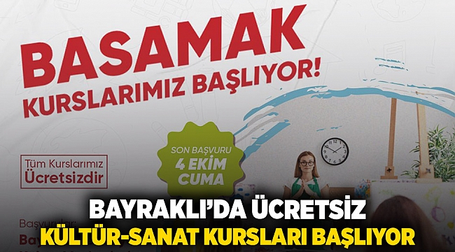 Bayraklı’da ücretsiz kültür-sanat kursları başlıyor