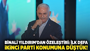 Binali Yıldırım'dan özeleştiri: İlk defa ikinci parti konumuna düştük!