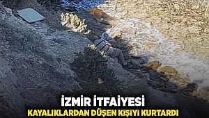 İzmir itfaiyesi kayalıklardan düşen kişiyi kurtardı