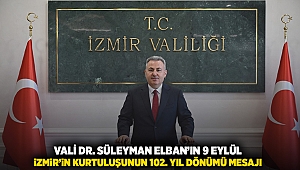 VALİ DR. SÜLEYMAN ELBAN’IN, 9 EYLÜL İZMİR’İN KURTULUŞUNUN 102. YIL DÖNÜMÜ MESAJI