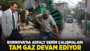 Bornova'da asfalt serim çalışmaları tam gaz devam ediyor