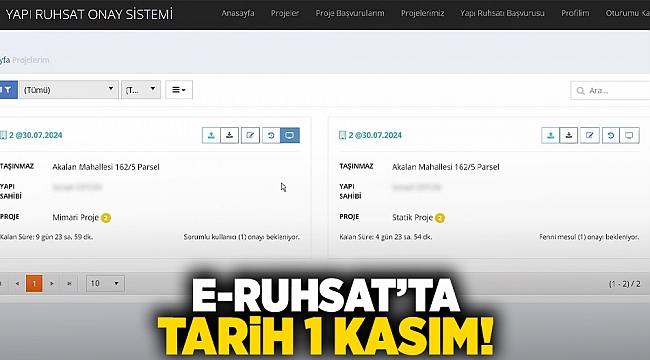 E-RUHSAT’TA TARİH 1 KASIM!