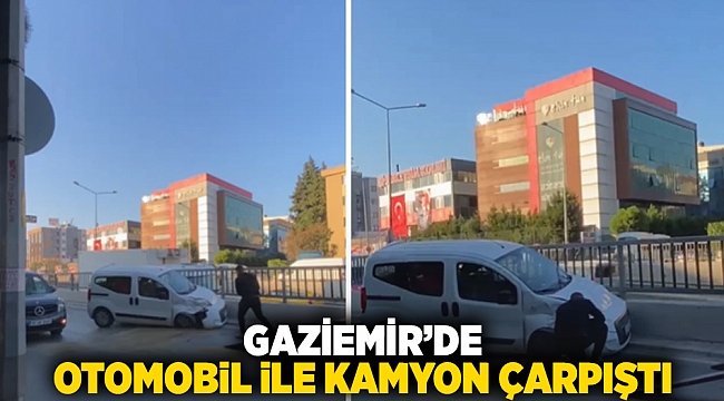 Gaziemir’de otomobil ile kamyon çarpıştı