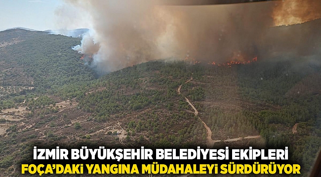 İzmir Büyükşehir Belediyesi ekipleri Foça’daki yangına müdahaleyi sürdürüyor