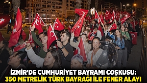 İzmir'de Cumhuriyet Bayramı Coşkusu: 350 Metrelik Türk Bayrağı ile Fener Alayı