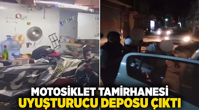 Motosiklet tamirhanesi uyuşturucu deposu çıktı