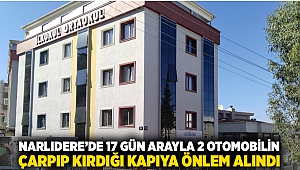 Narlıdere'de 17 gün arayla iki otomobilin çarpıp kırdığı kapıya önlem alındı.