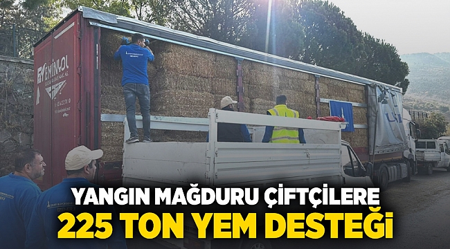 Yangın mağduru çiftçilere 225 ton yem desteği