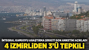 İntegral Kamuoyu Araştırma Şirketi son anketini açıkladı... 4 İzmirliden 3'ü tepkili