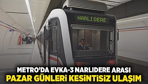 Metro’da Evka 3-Narlıdere arası pazar günleri kesintisiz ulaşım 