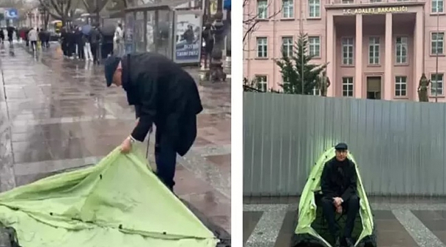 CHP'li Mahmut Tanal tutuklu öğrenciler için Adalet Bakanlığı önünde çadır kurdu, polis müdahale etti
