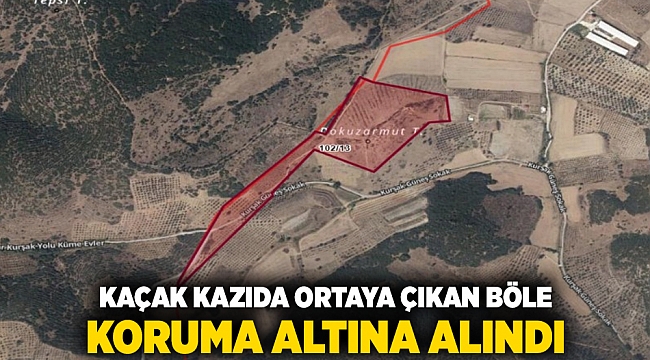Kaçak kazıda ortaya çıkan bölgeye koruma altına alındı