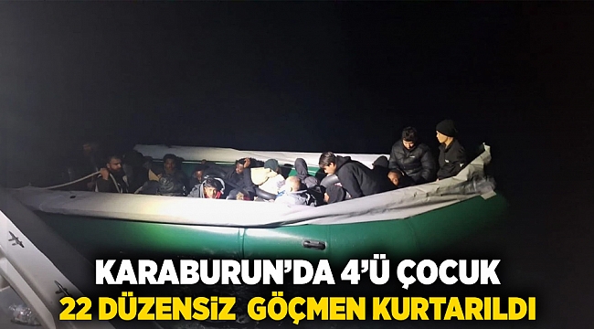 Karaburun'da 4'ü çocuk 22 düzensiz göçmen kurtarıldı