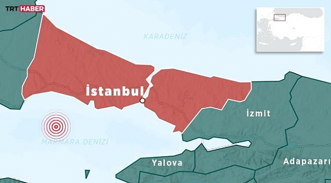 Marmara Denizi'nde 3,6 büyüklüğünde deprem
