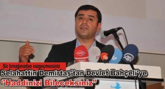 Selahattin Demirtaş, kendisinin aday olamayacağını söyleyen Bahçeli için, "Haddinizi bileceksiniz." dedi.